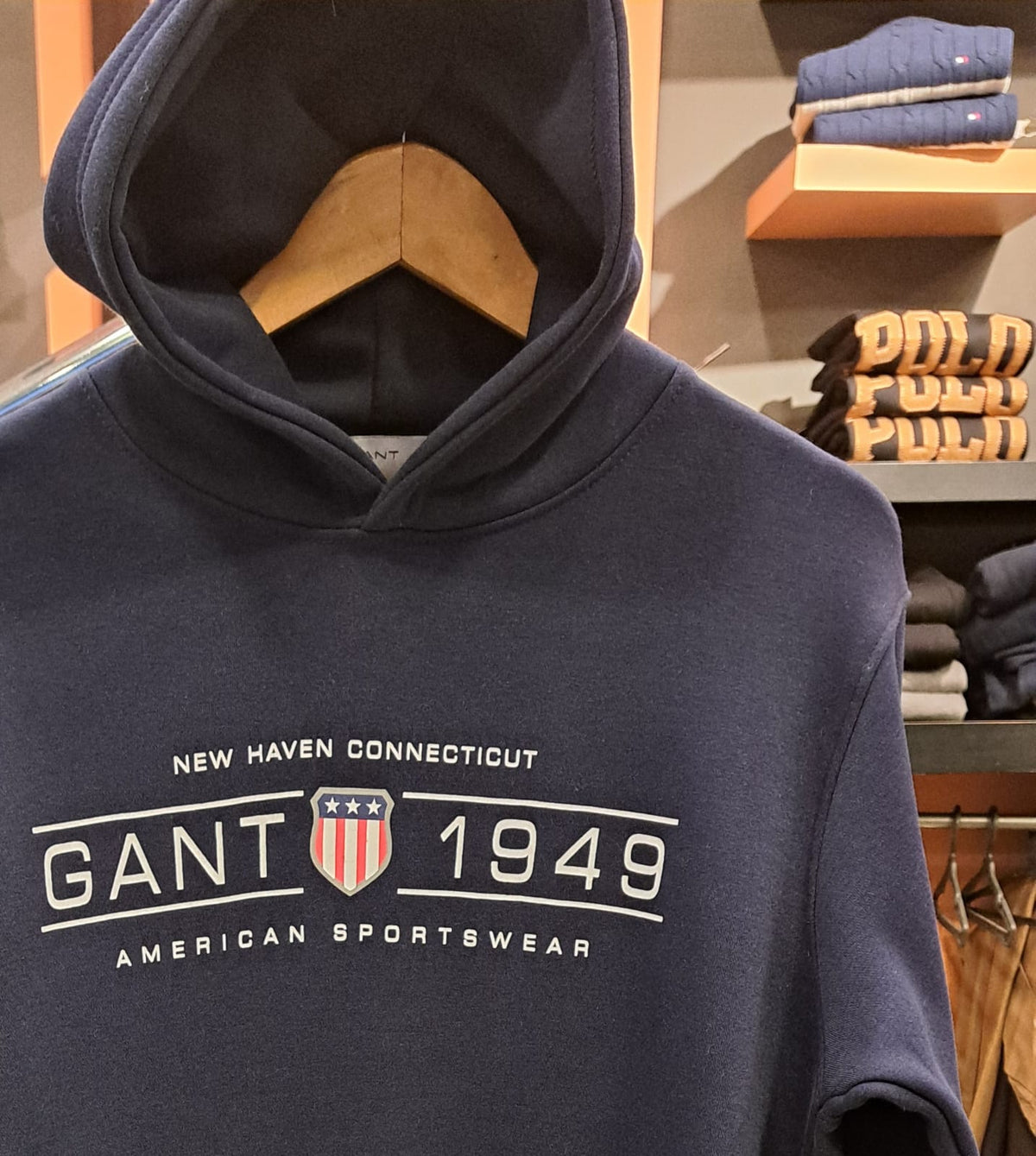 Pull Over Hoodie with Printed Logo (Navy)