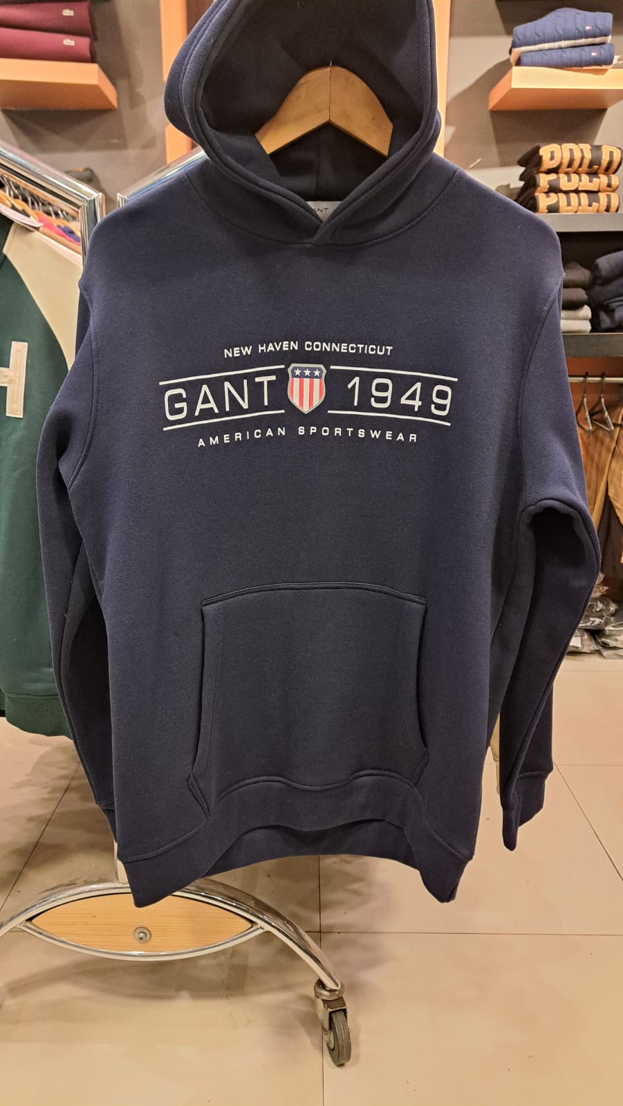 Pull Over Hoodie with Printed Logo (Navy)