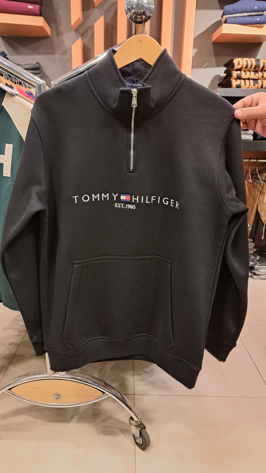 Quarter Zipper with Embroidered Logo (Black)
