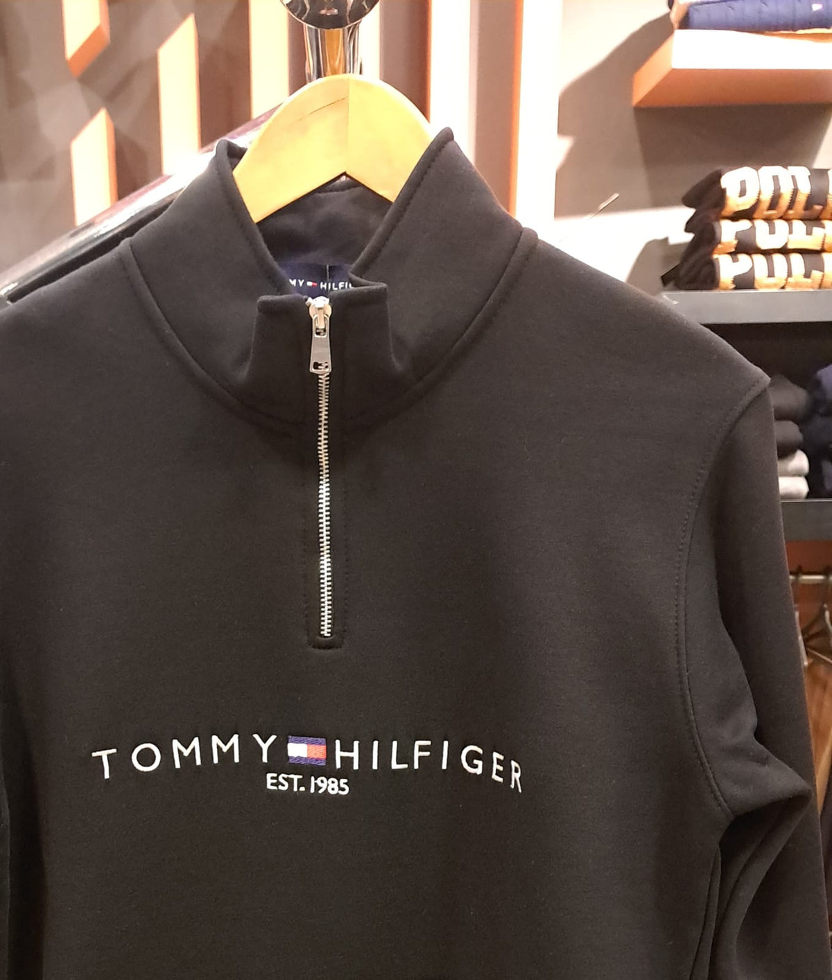 Quarter Zipper with Embroidered Logo (Black)
