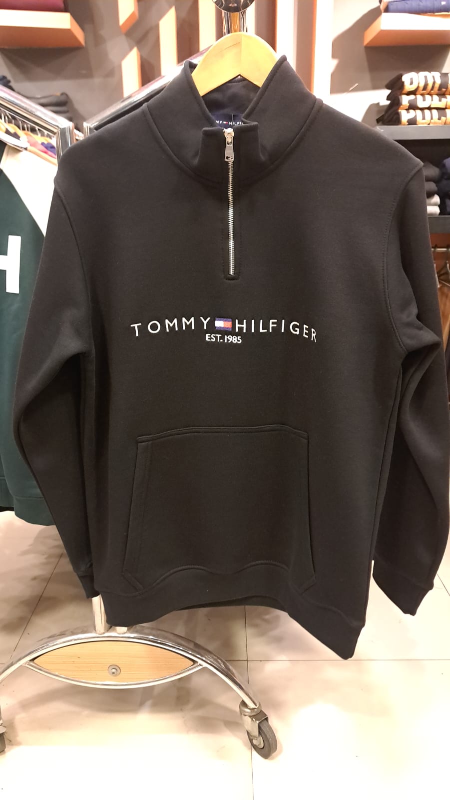 Quarter Zipper with Embroidered Logo (Black)