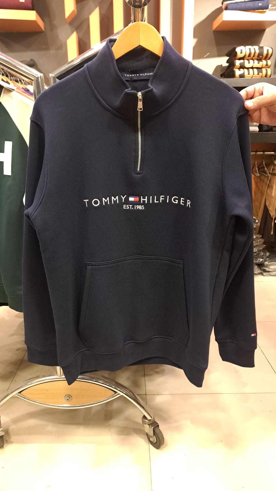 Quarter Zipper with Embroidered Logo (Navy)