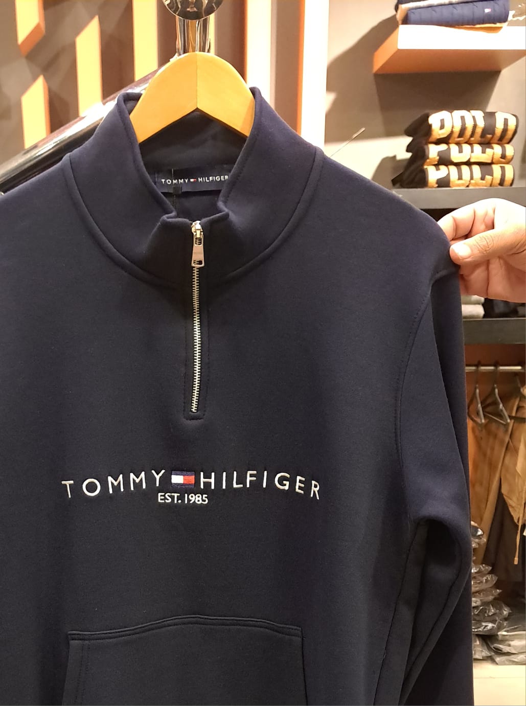 Quarter Zipper with Embroidered Logo (Navy)