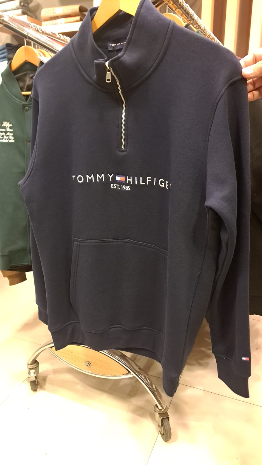Quarter Zipper with Embroidered Logo (Navy)