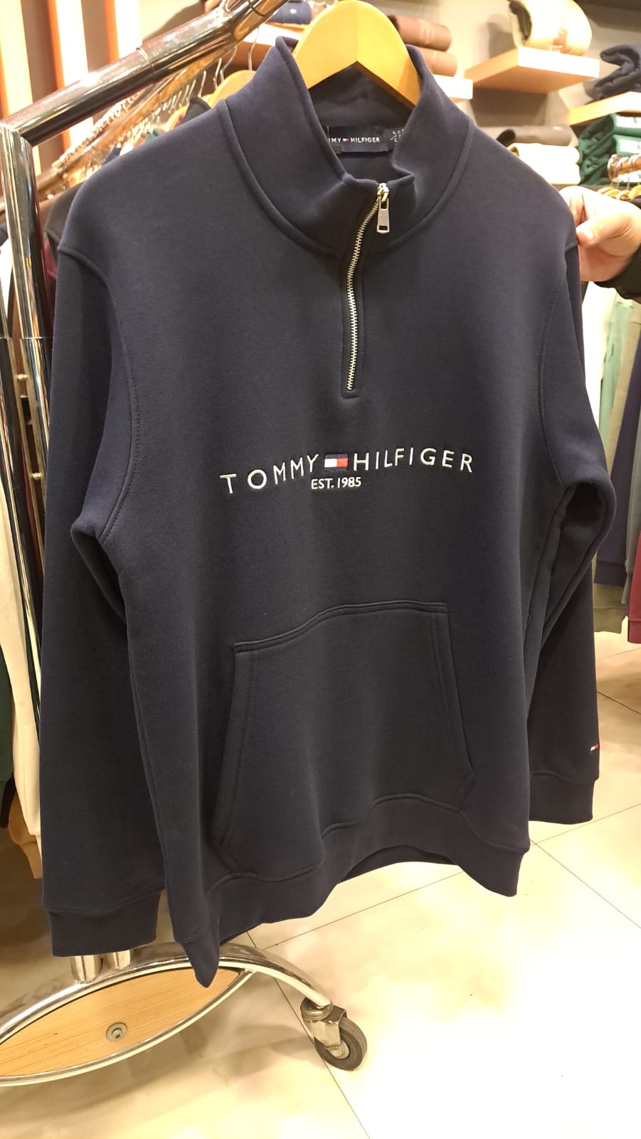 Quarter Zipper with Embroidered Logo (Navy)