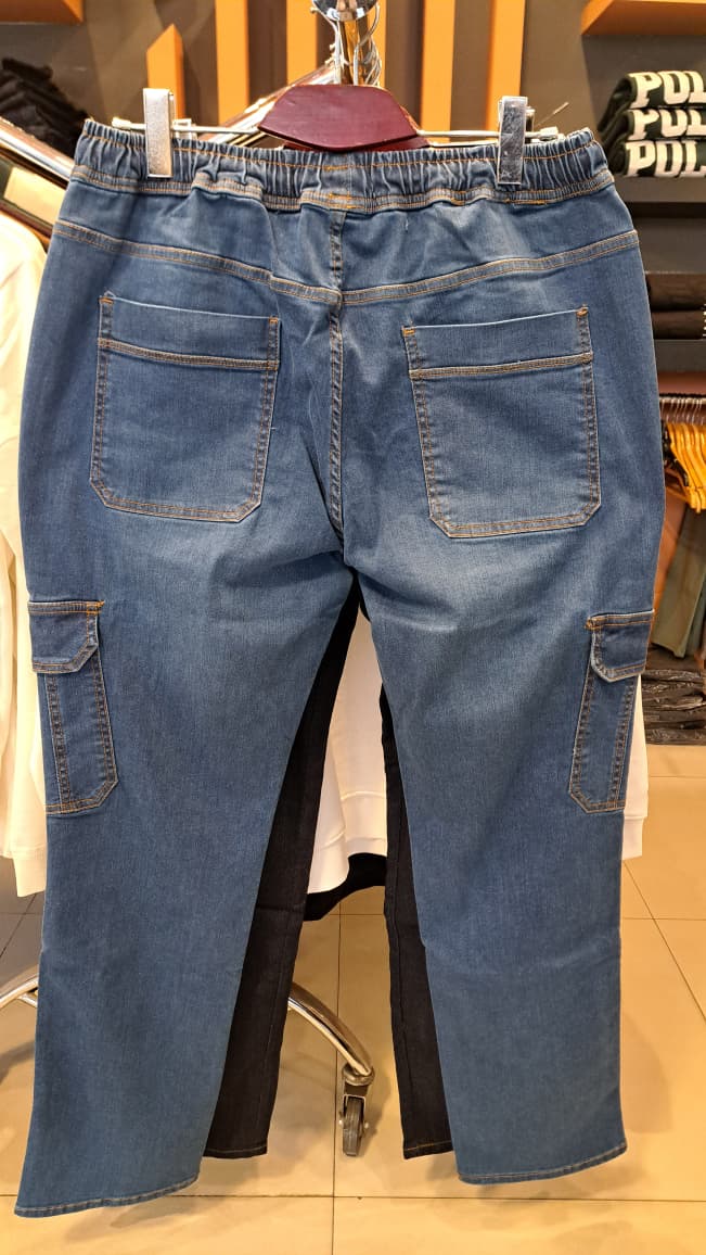 DENIM STRAIGHT CARGO PANTS