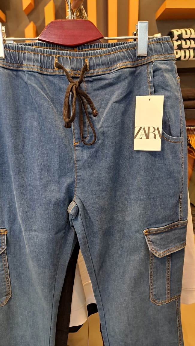 DENIM STRAIGHT CARGO PANTS