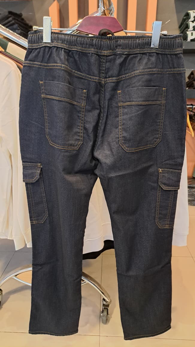 DENIM STRAIGHT CARGO PANTS