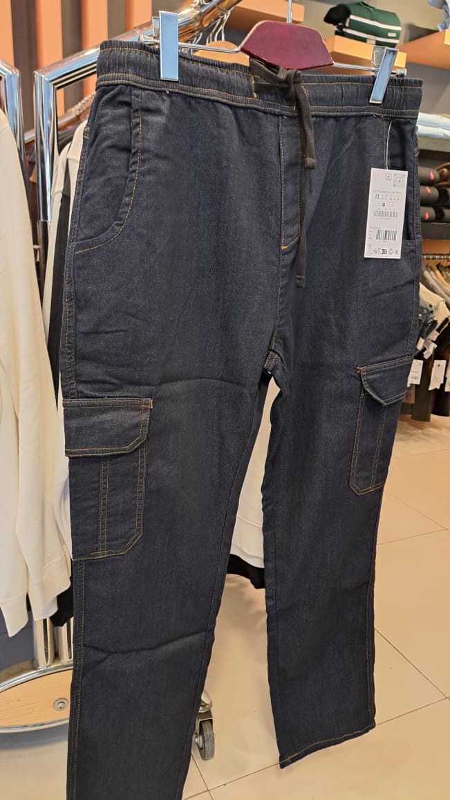 DENIM STRAIGHT CARGO PANTS