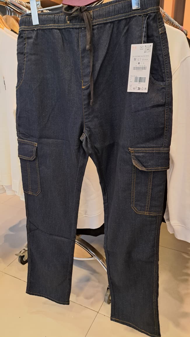DENIM STRAIGHT CARGO PANTS
