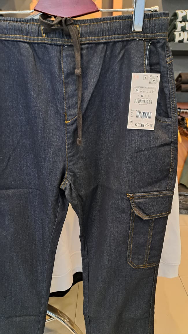 DENIM STRAIGHT CARGO PANTS