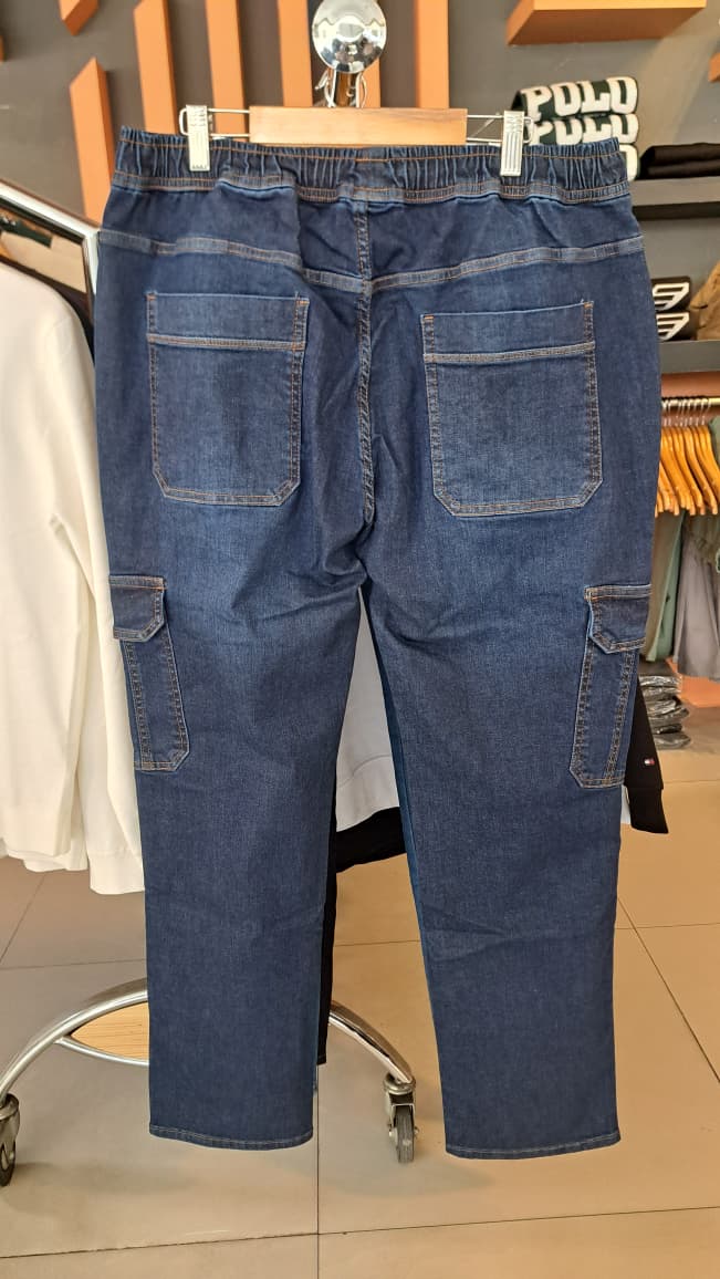 DENIM STRAIGHT CARGO PANTS