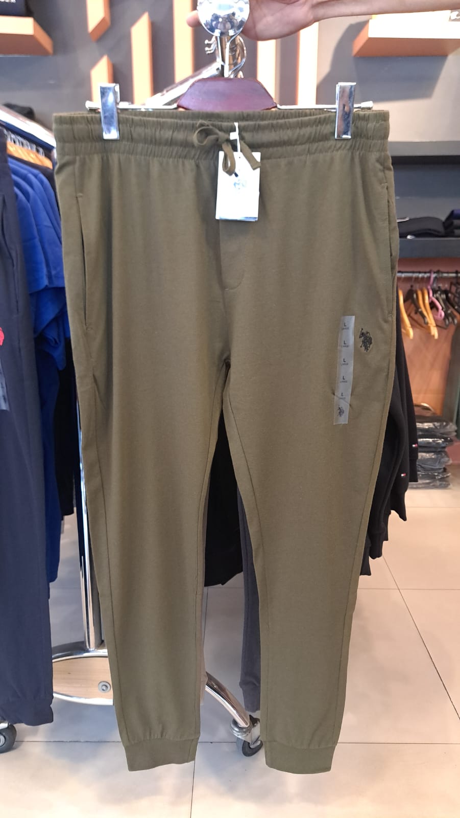 Classic Logo Cotton Jogger Pants (Olive)
