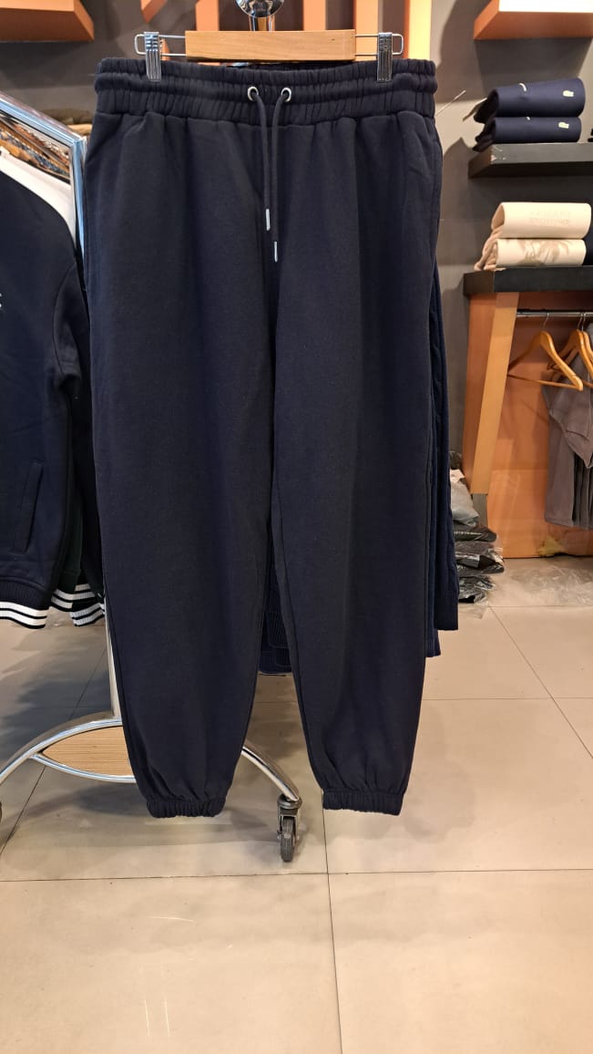 CUFFED HEMS FLEECE JOGGING TROUSERS (NAVY)