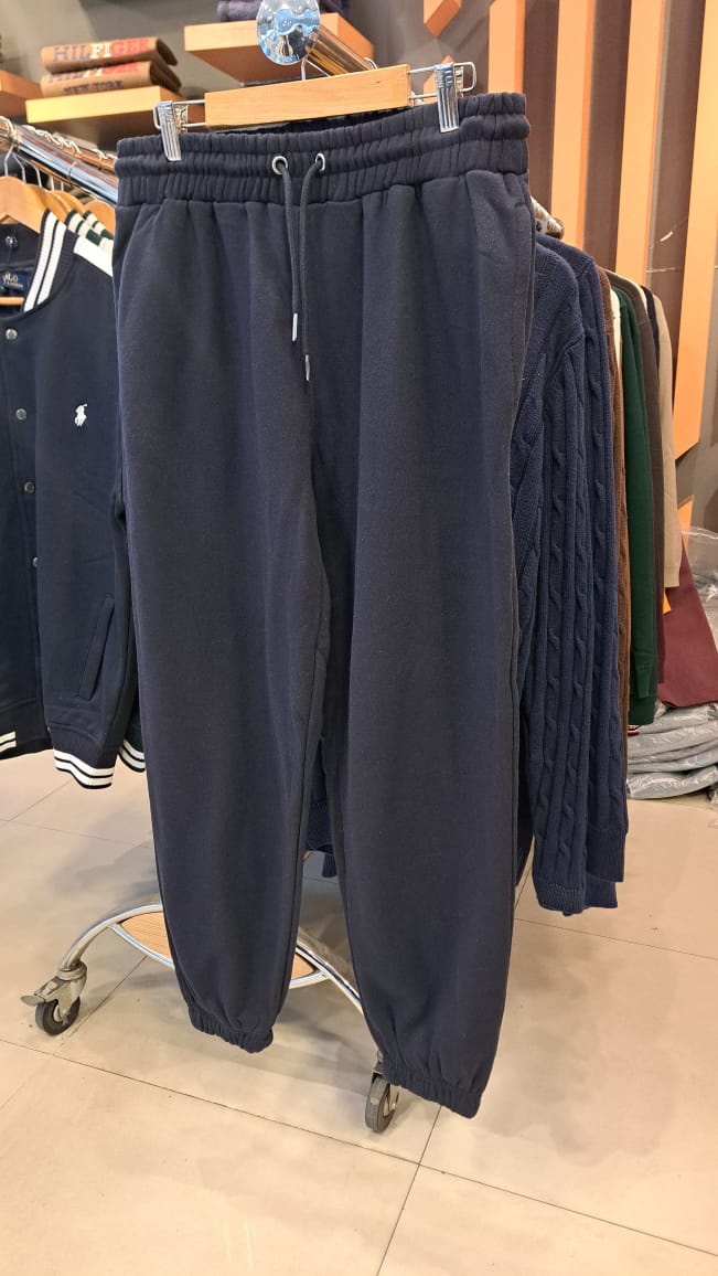 CUFFED HEMS FLEECE JOGGING TROUSERS (NAVY)