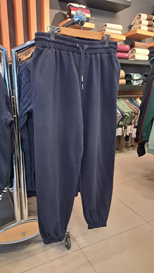 CUFFED HEMS FLEECE JOGGING TROUSERS (NAVY)