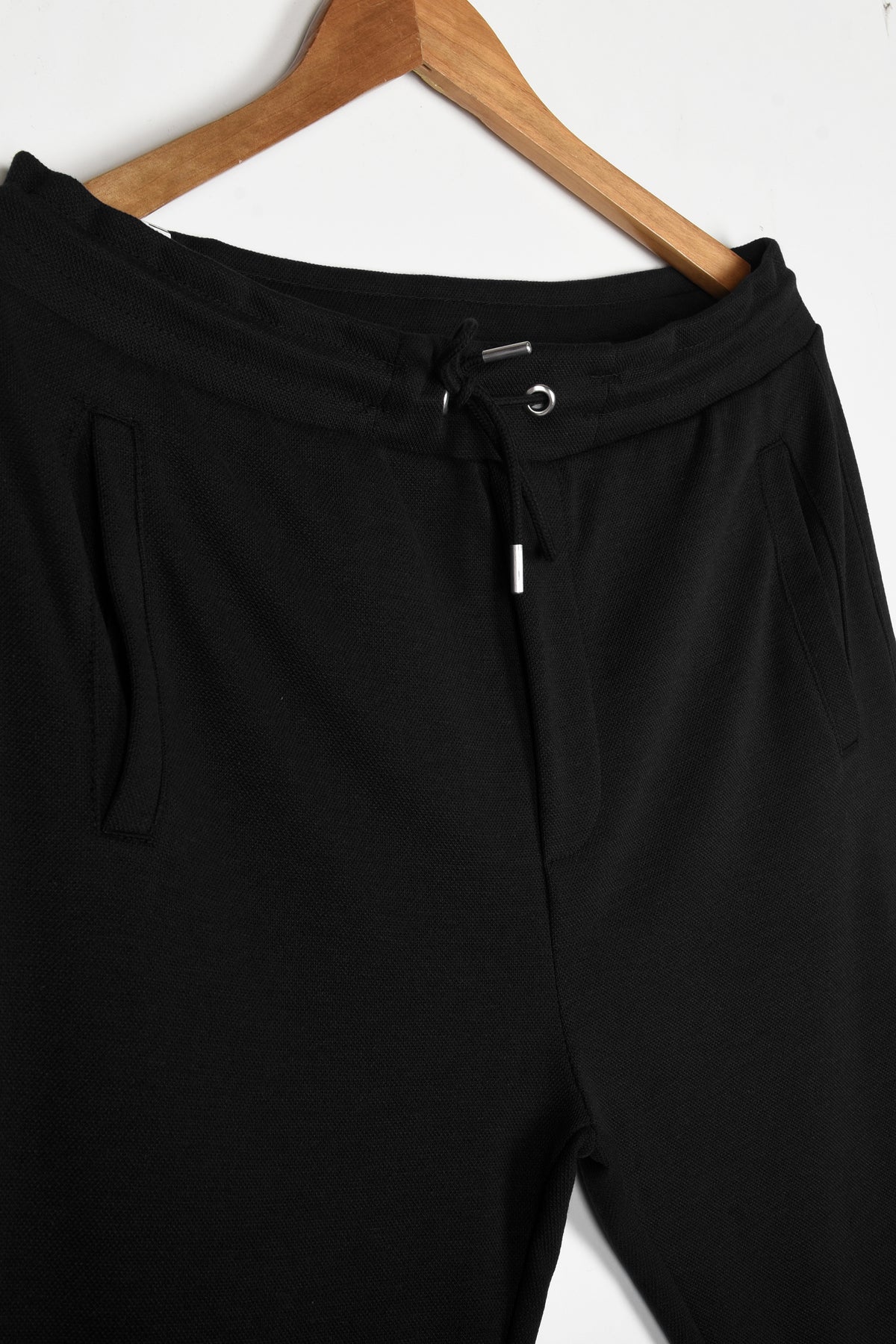 ZARA SLIM TEXTURED JOGGER PANTS (BLACK)