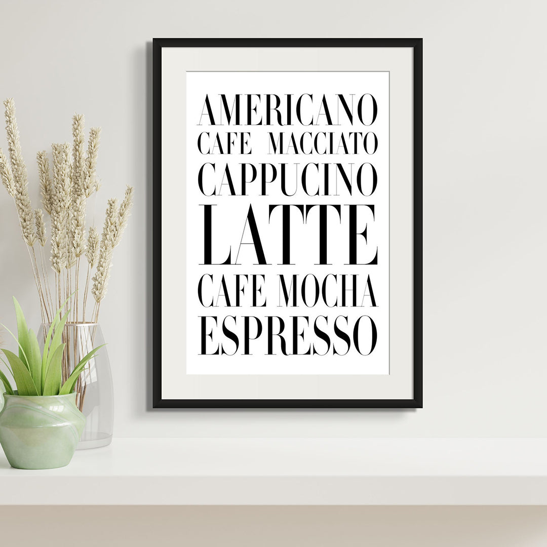 Coffee Variants Typography Art