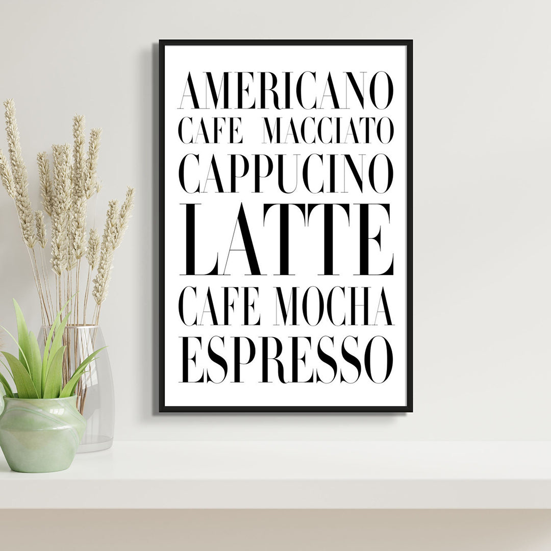 Coffee Variants Typography Art