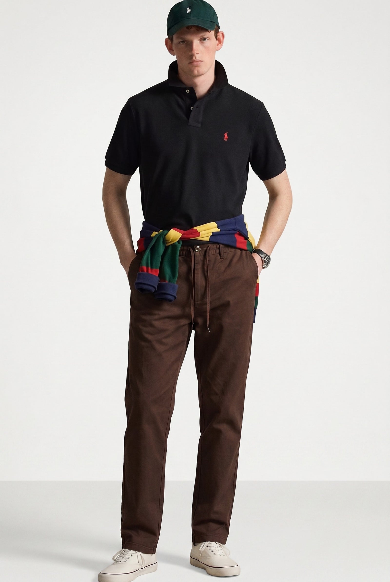 LINEN WEAVE DARK BROWN TROUSERS