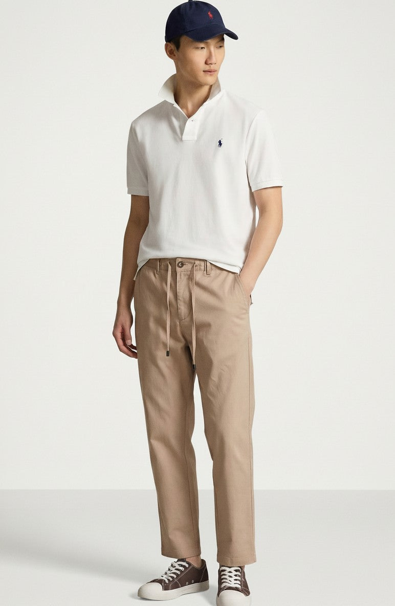 LINEN WEAVE CLASSIC KHAKI TROUSERS