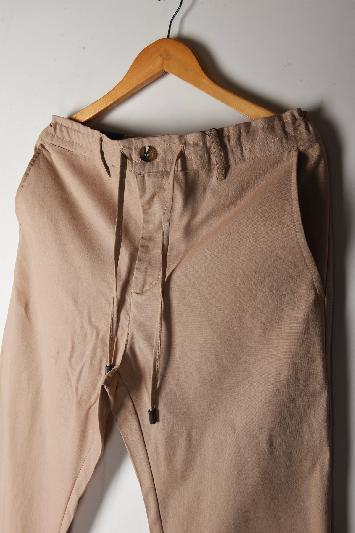 LINEN WEAVE CLASSIC KHAKI TROUSERS