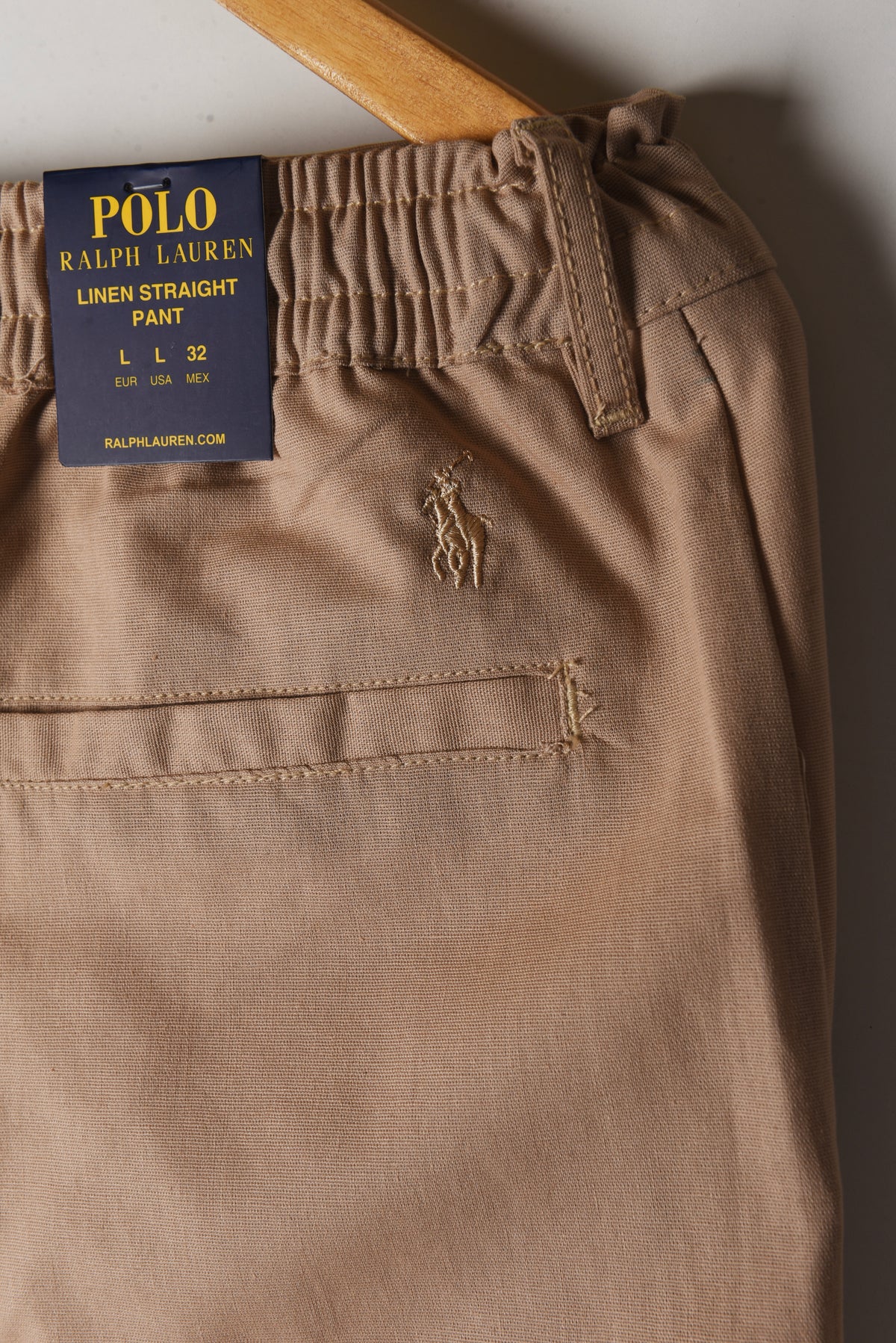 LINEN WEAVE CLASSIC KHAKI TROUSERS