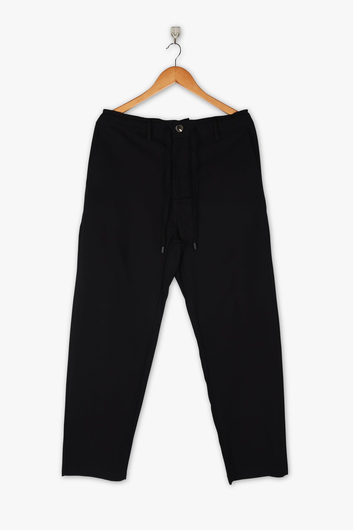 LINEN WEAVE BLACK TROUSERS