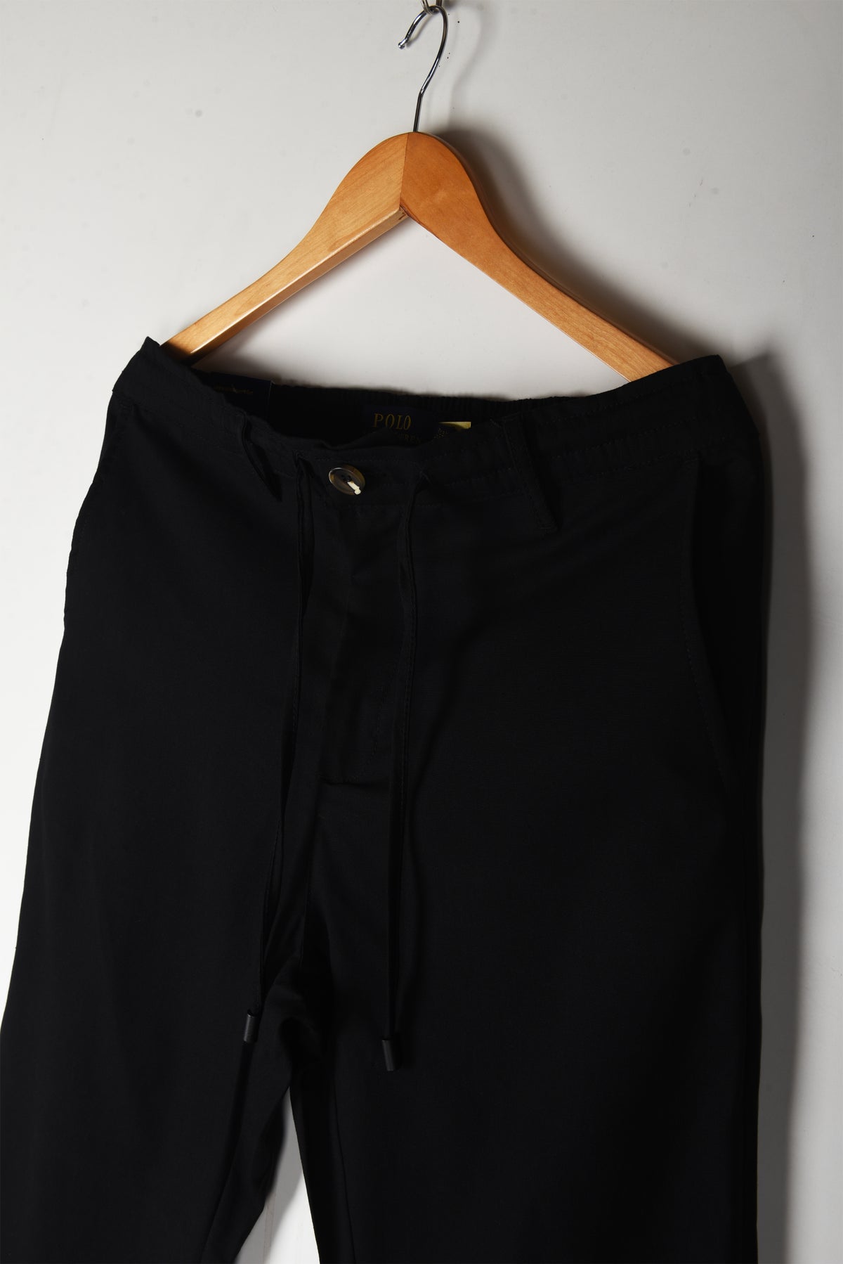 LINEN WEAVE BLACK TROUSERS