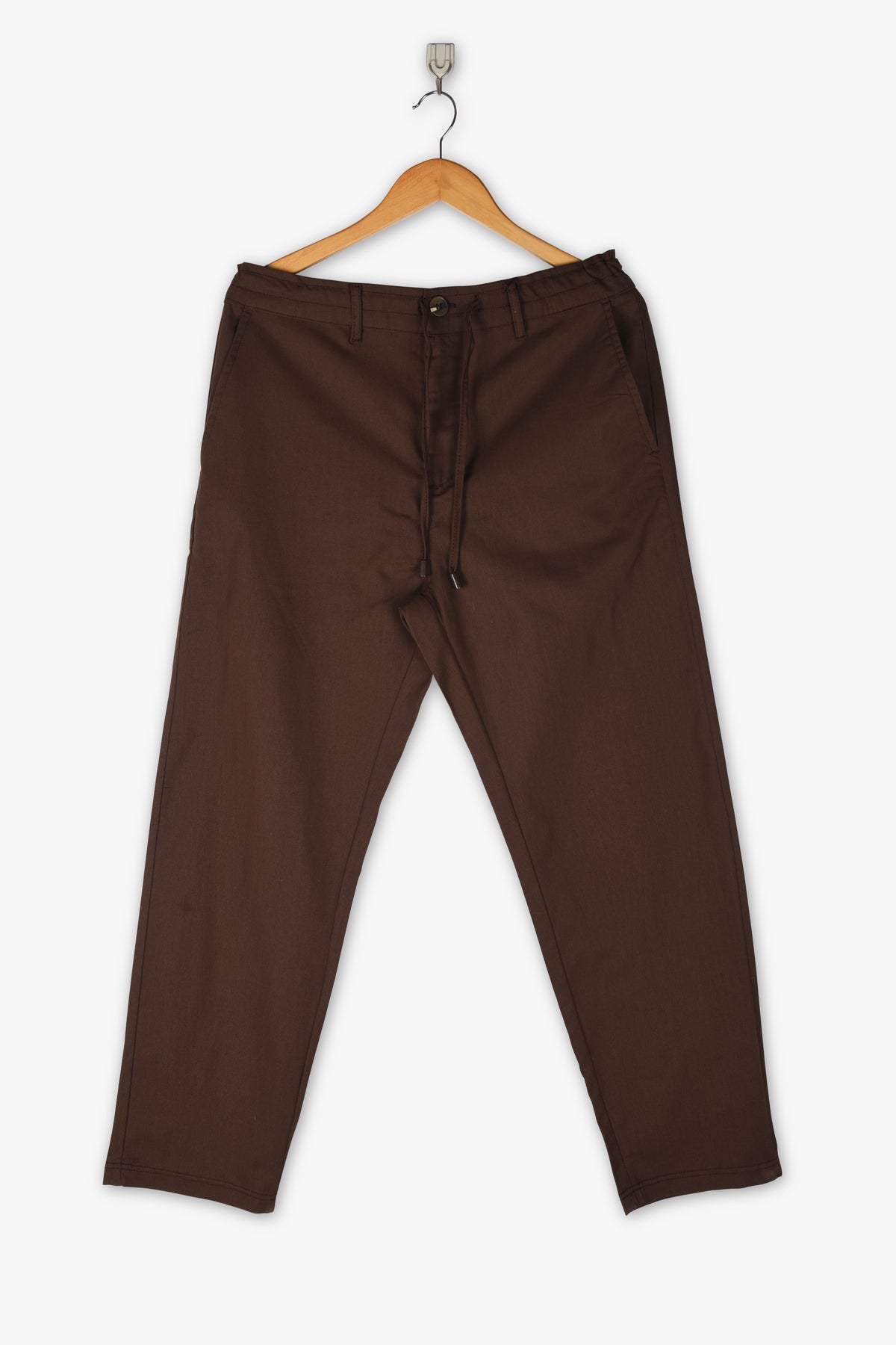 LINEN WEAVE DARK BROWN TROUSERS