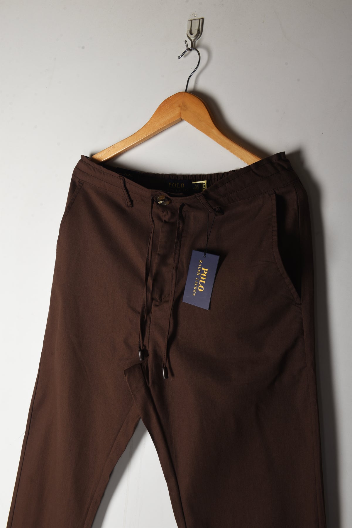 LINEN WEAVE DARK BROWN TROUSERS