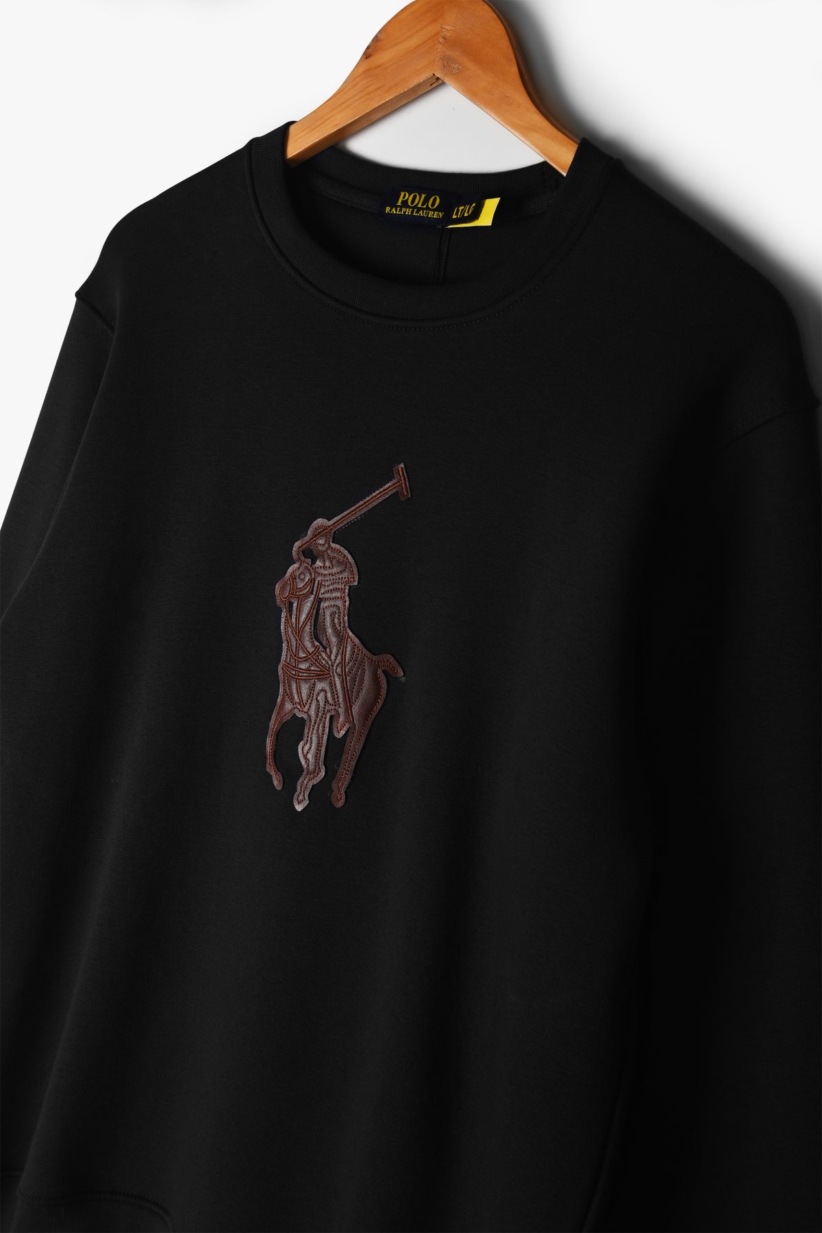 Pony Embroidered Patch Sweatshirt (Black)