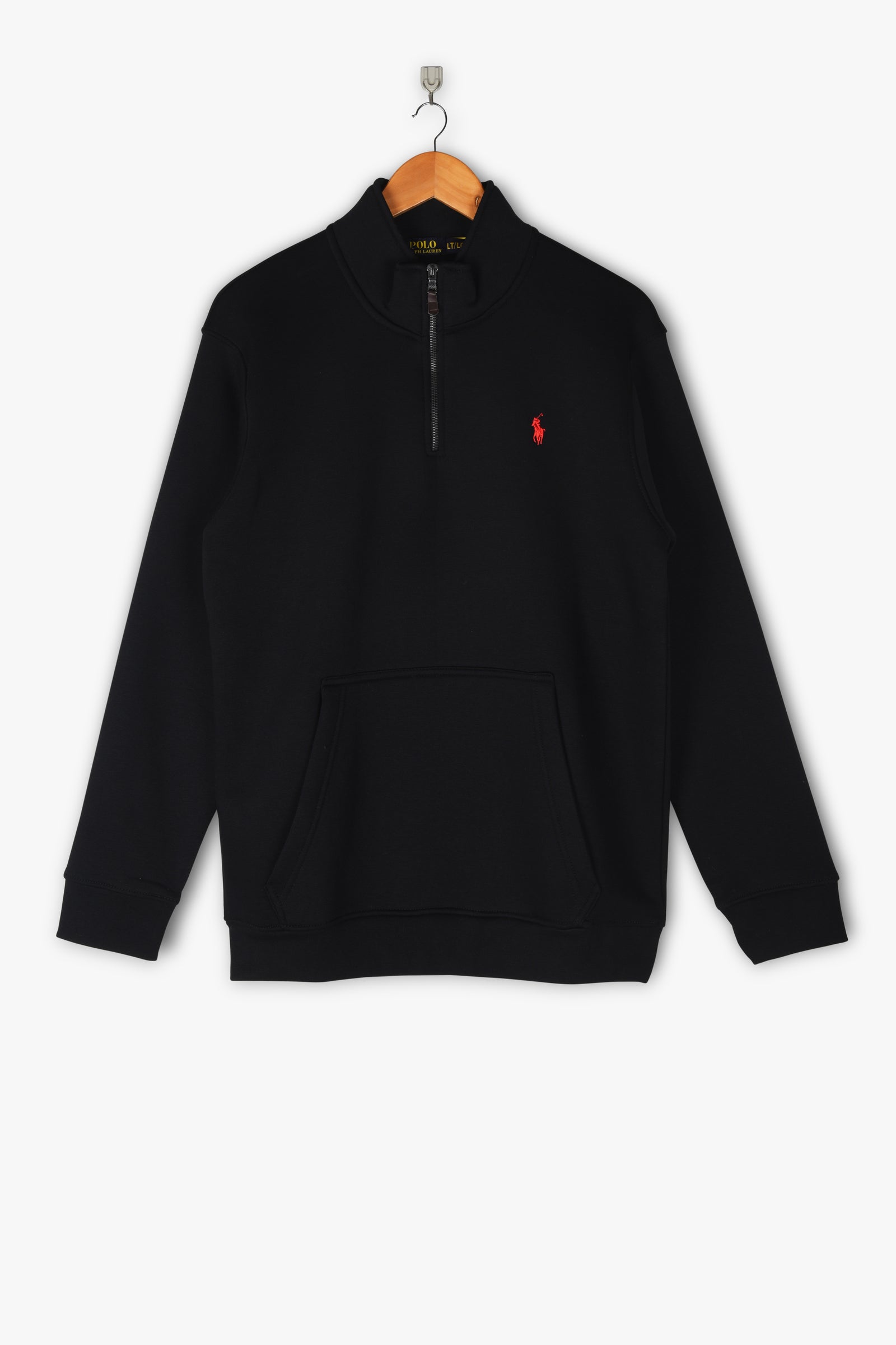 Embroidered Pony Quarter Zipper (Black)