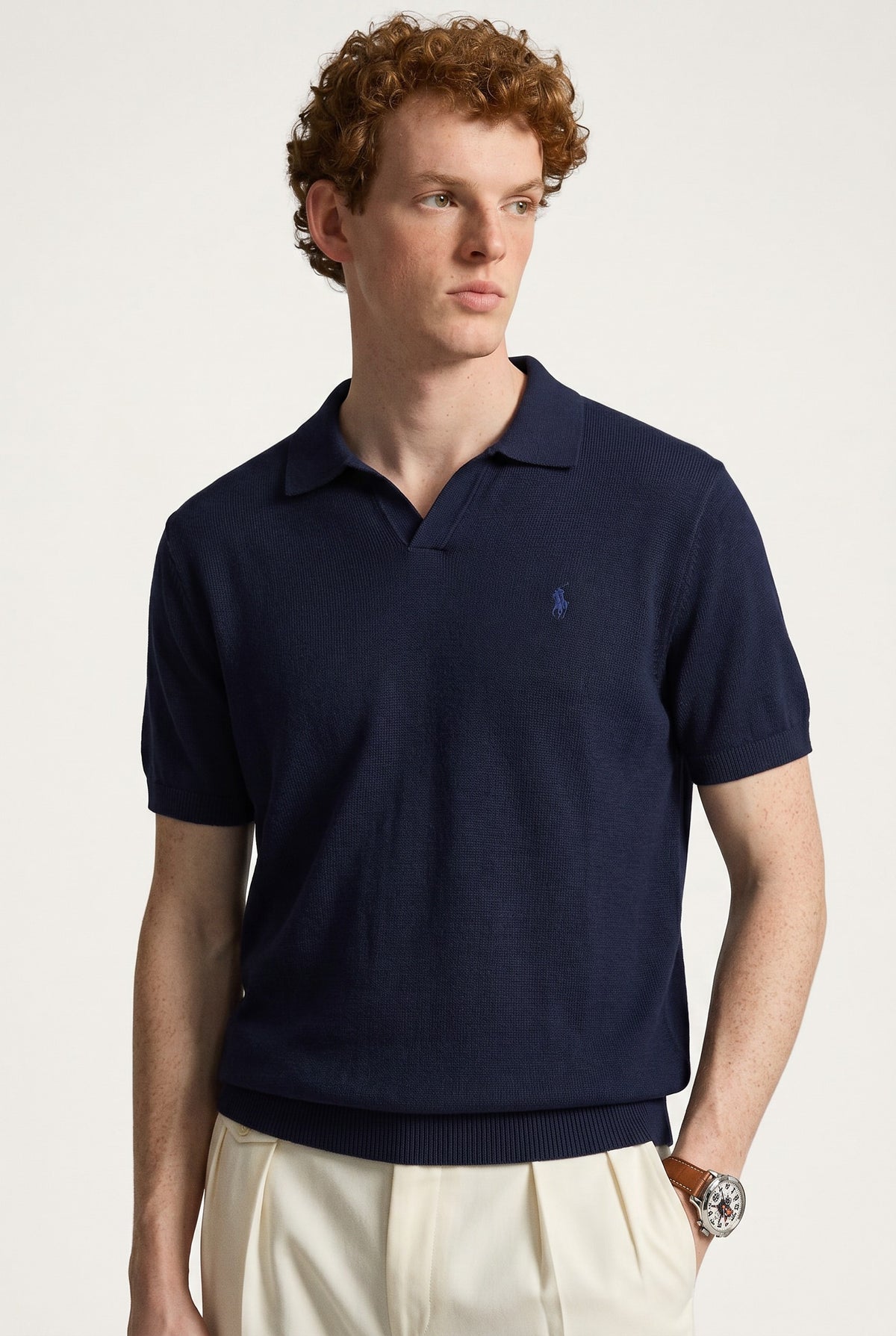 Small Pony Knitted Navy Polo