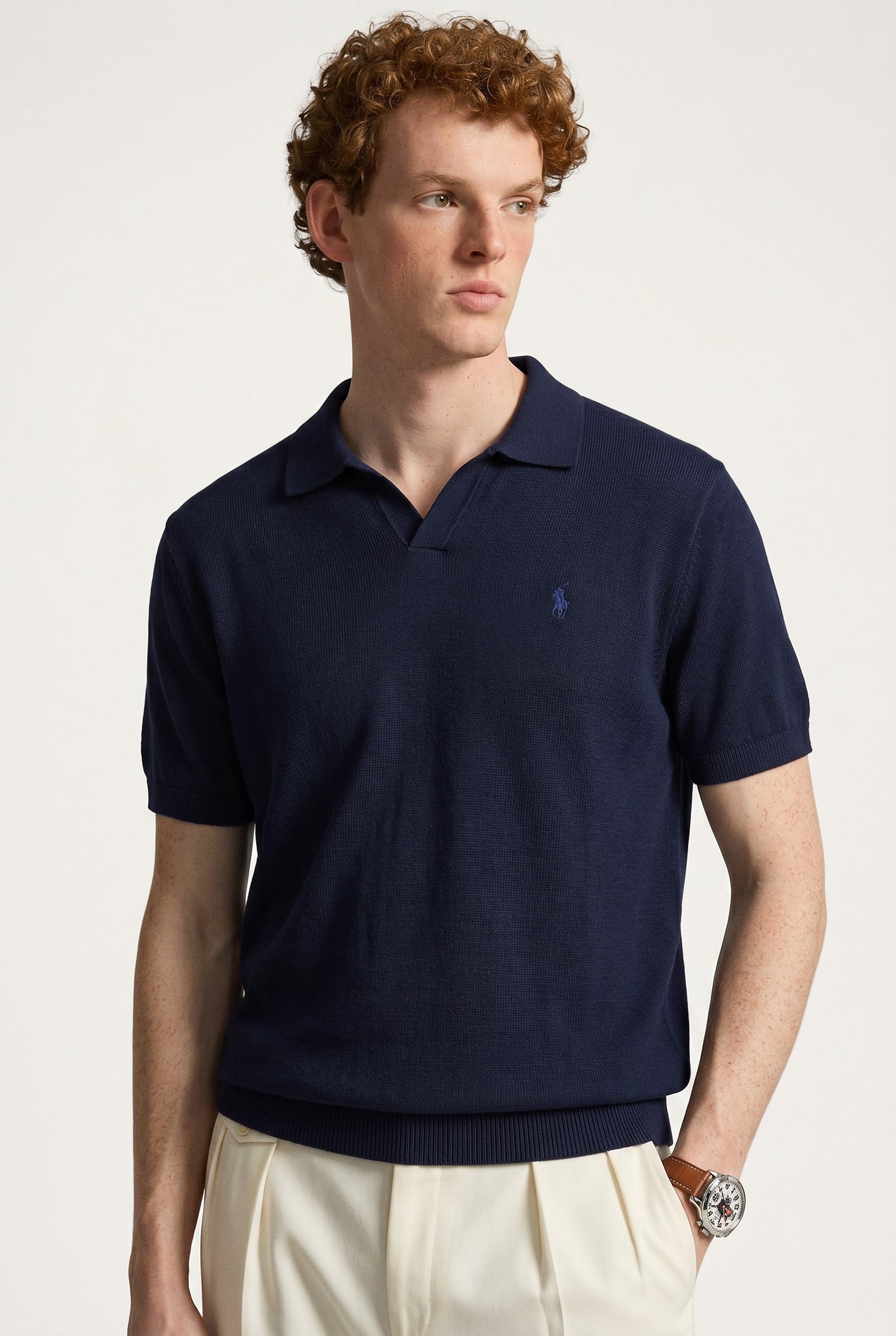 Small Pony Knitted Navy Polo