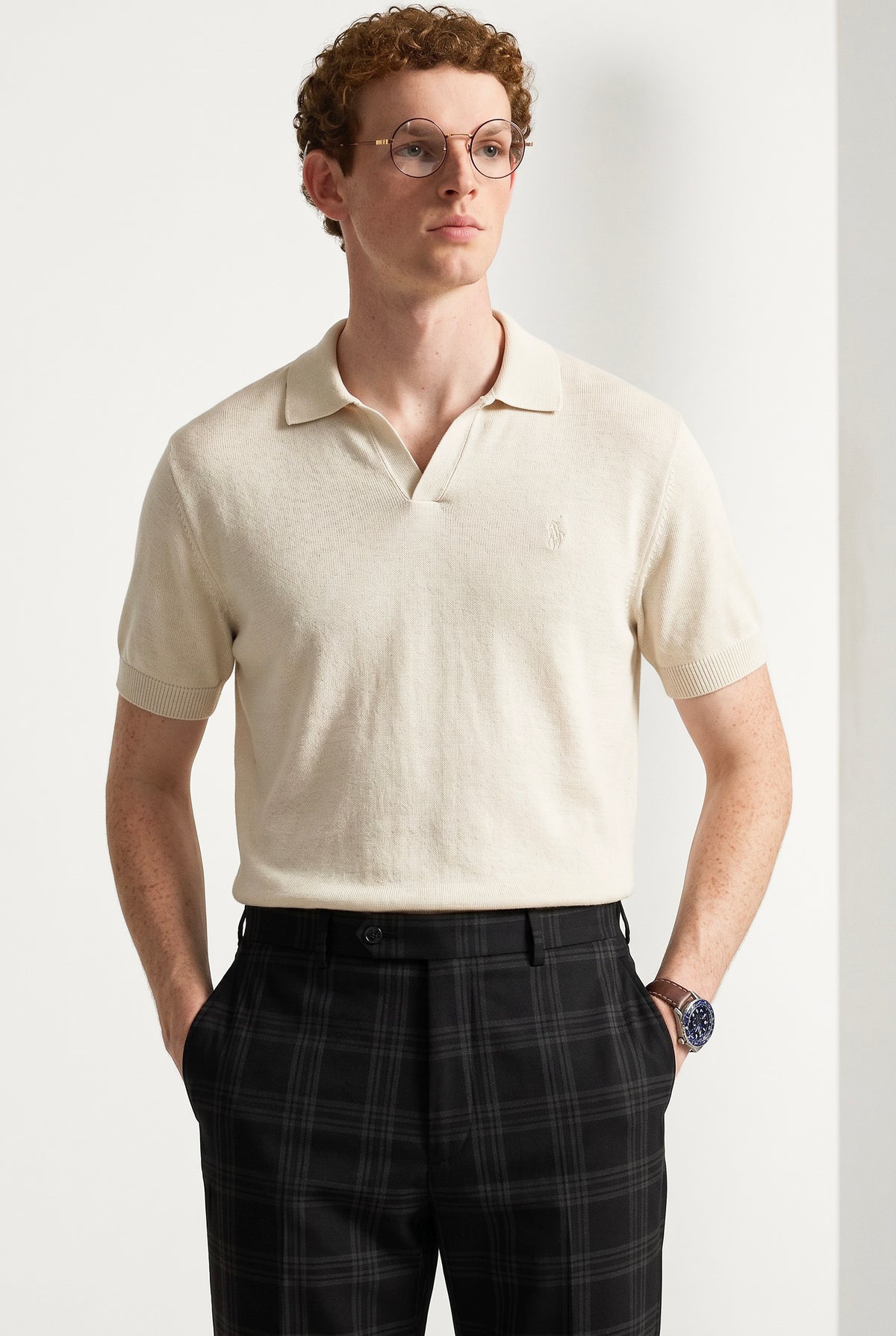 Small Pony Knitted Off White Polo
