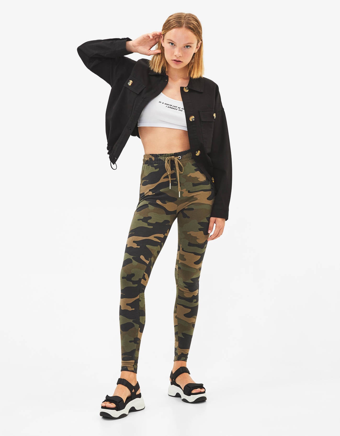 Dark Camouflage Plush Leggings