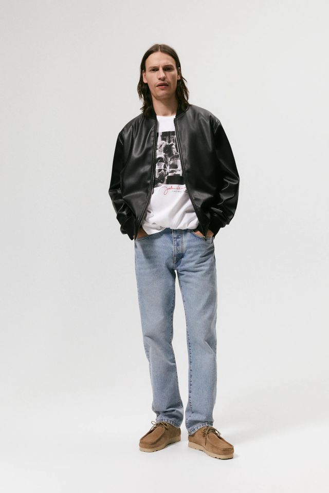 FAUX LEATHER BOMBER JACKET